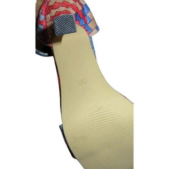 JUSTFAB Braided Vegan Leather Ankle Strap Stiletto Heeled Sandals size 38 US 8 - Picture 10 of 12